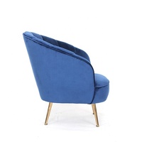 Fauteuil d'appoint moderne en velours bleu marine, design durable, capitonné, avec pieds en métal doré, pour salon, certifié BSCI
