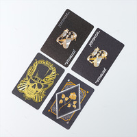 Cartes de poker personnalisées en PVC noir et or, avec feuille d'or, imperméables, lavables, avec boîte colorée, vente en gros