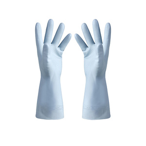 Guantes de látex para lavar platos, impermeables, de 31 cm, para limpieza y lavandería, color sólido, rosa, verde, azul - Product Image 4