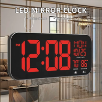 Jam dinding LED Digital besar, jam dinding LED Digital dalam ruangan/luar ruangan temperatur mewah Modern ruang tamu dibuat plastik