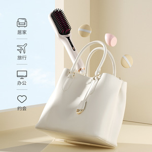 Plancha de pelo con peine de cerámica de turmalina LN-526, portátil para el hogar, viajes, oficina y citas - Product Image 1