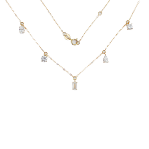 Collar Minimalista con Colgante de Corazón de Diamante Creado en Laboratorio de Oro de 14K, Piedras Talladas a Mano de Formas Mixtas, Cadena de Eslabones, para Boda de Mujer - Product Image 1