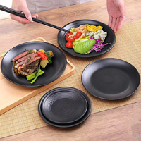 Ensemble d'assiettes en mélamine noir mat, plusieurs tailles de chargeur, vaisselle de Restaurant, offre spéciale