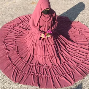 2023 New Design Turkey Solid Color Arabic 5 Layered Long Muslim Dubai Women Abaya Dress