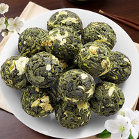 Thé en fleurs Jasmine Ball, Thé vert, Tisane, Fleurs épanouies, Boisson aux fleurs blanches, Feuilles en vrac