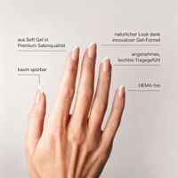 Faux ongles classiques français ronds moyens en Acrylonitrile Butadiène Styrène, en gel souple à presser, à porter