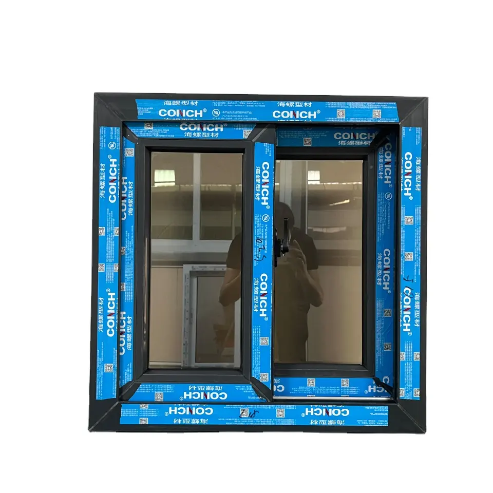 Fabricante de China, la mejor calidad, ventana de PVC con hardware, ventana corredera de plástico upvc