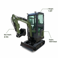 Mini-excavatrice sur chenilles 1,8T 2T 3T avec moteur diesel CE EPA pour espaces étroits et aménagement paysager, moment de charge élevé, livraison gratuite, garantie 1 an