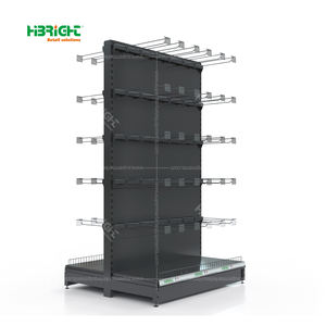 Support de supermarché personnalisé à usage intensif, présentoir multicouche simple face blanc avec tiroir inférieur en matériau métallique - Product Image 4