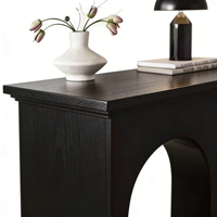 Console moderne en bois noir avec pieds en dalle à découpe arquée pour salle à manger, entrée, couloir, hall d'entrée, salon