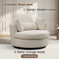 Fauteuil de salon pivotant surdimensionné en gros, fauteuil d'appoint rotatif rembourré doux, couleur de tissu personnalisée, mobilier de maison