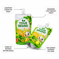 Sachet Doypack en aluminium de 125 ml pour purée de fruits et légumes pour bébés, avec bouchon, pour collations pour enfants, vente en gros et présentation en magasin