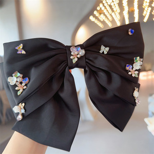 Buena calidad Primavera Verano Color Big Bow Holográfico Satén Tela Bow Shape Barrette Hair Clip - Product Image 2