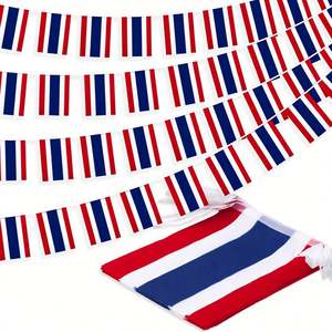 Guirnalda de Banderines de Tailandia, Bandera de Doble Cara Plegable de Poliéster, Banderas Pequeñas para Fiestas Escolares y Deportivas - Product Image 1