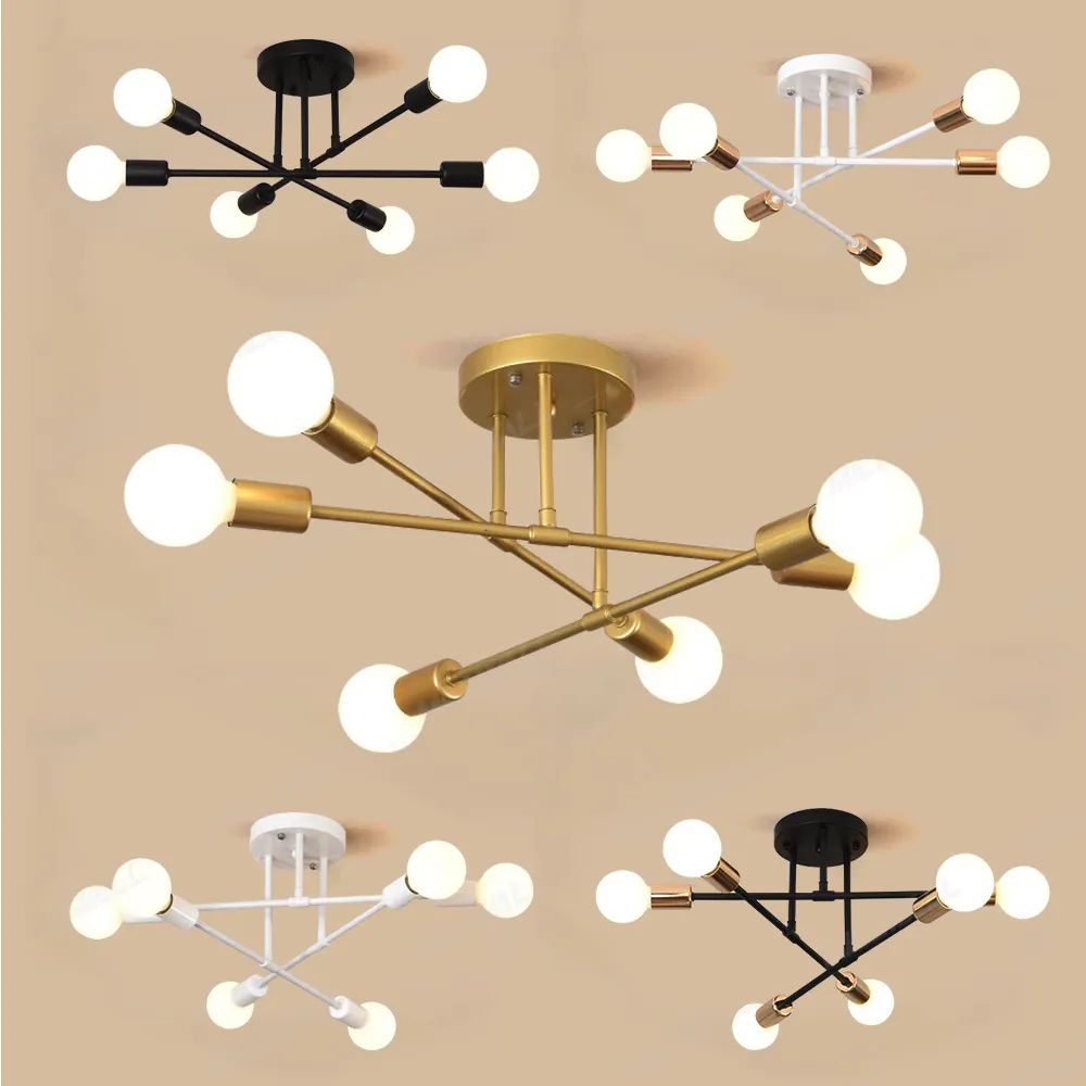 Современная люстра в скандинавском стиле, 6 розеток, освещение, внутреннее украшение, потолочный светильник для гостиной, столовой, спальни