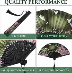 งานหัตถกรรมไม้ไผ่แบบถือด้วยผ้าไหมแบบพับได้พร้อมเทคนิคแกะสลักสไตล์ศิลปะพื้นบ้านสำหรับงานเลี้ยงงานแต่งงานของขวัญ - Product Image 6