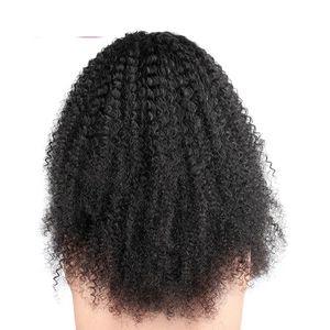 Parrucca Glueless con bordi Afro crespi da 14 pollici 200% densità, parrucche di capelli umani vergini brasiliani per donne nere, parrucche anteriori in pizzo 13 x4 ricci Bob - Product Image 4