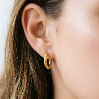 Boucles d'oreilles créoles classiques en acier inoxydable plaqué or 18 carats, fermoir à clic rond, résistantes au ternissement, empilables, bijoux unisexes