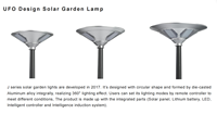 Lampe solaire de jardin UFO 30W 5100LM LED intégrée, indice de protection IP65, garantie 3 ans, en alliage d'aluminium, pour extérieur, parc, rue
