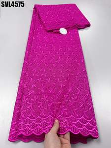 Haute qualité en gros 100% <span class=keywords><strong>coton</strong></span> <span class=keywords><strong>suisse</strong></span> Voile brodé tissu africain bleu <span class=keywords><strong>coton</strong></span> <span class=keywords><strong>pagne</strong></span> sec tissu pour les femmes robe de soirée - Product Image 3