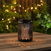 Lanterne solaire en fer avec batterie rechargeable par panneau solaire, 15 micro LED chaudes, décoration de jardin extérieure, lumière de nuit solaire, IP44, résistante à l'eau