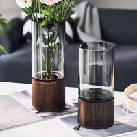 Table hydroponique de mariage bon marché en gros Vase à fleur en verre nordique moderne avec plante artificielle