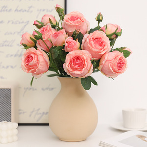 Xuan Ya <b>Rose</b> Artificial <b>Rose</b> Bouquet <b>Light</b> Pink High Simulation Plastic Silk Flowers For Home Wedding Decoration - Product Image 2