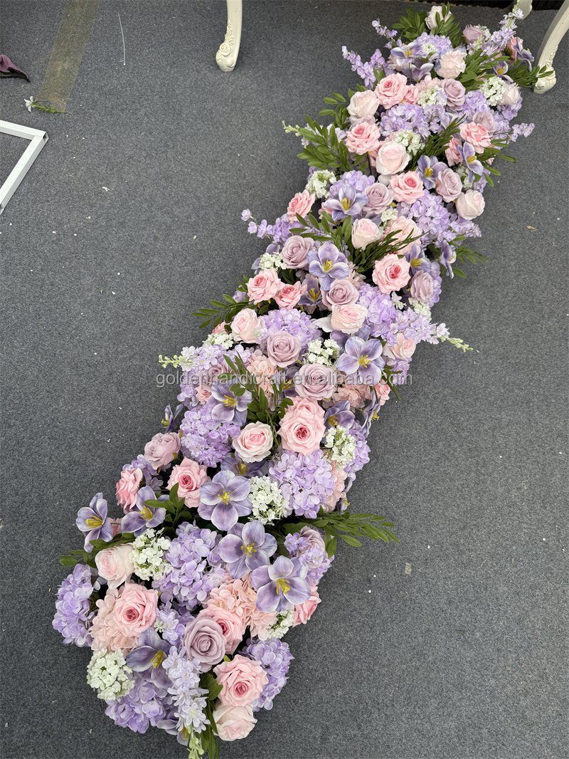 200cm purple wedding aisle flower runner