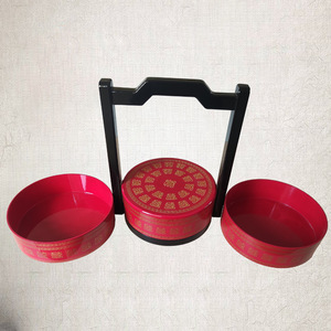 Retro Red Wooden Gift Box <b>Set</b> With Handle For Chinese New Year Wedding Candy Dried Fruit Storage 290mm High Exquisite Design - Product Image 1