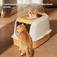 Bac à litière pour chat entièrement fermé, extra large, à entrée par le haut, anti-éclaboussures, anti-odeurs, avec système de récupération des déjections, en PP, pelle incluse