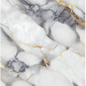 Pannello Adesivo da Parete per Cucina dal Design Unico, Pellicola <span class=keywords><strong>in</strong></span> <span class=keywords><strong>PVC</strong></span> Effetto Marmo con Rivestimento UV e Finitura Dorata - Product Image 1