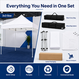 Tente pop-up carrée 3x3 en tissu Oxford, structure métallique, pliable, <span class=keywords><strong>protection</strong></span> UV, imperméable, portable, utilisation en extérieur trois saisons, commerce, <span class=keywords><strong>sport</strong></span> - Product Image 4