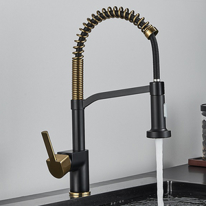 Kitchen Spring <strong>Faucet</strong> Black Rose Gold Pull Down Pull Out Dual <strong>Spouts</strong> 360 Rotation Cold and Hot <strong>Water</strong> Single Handle Mixer Tap - Product Image 1