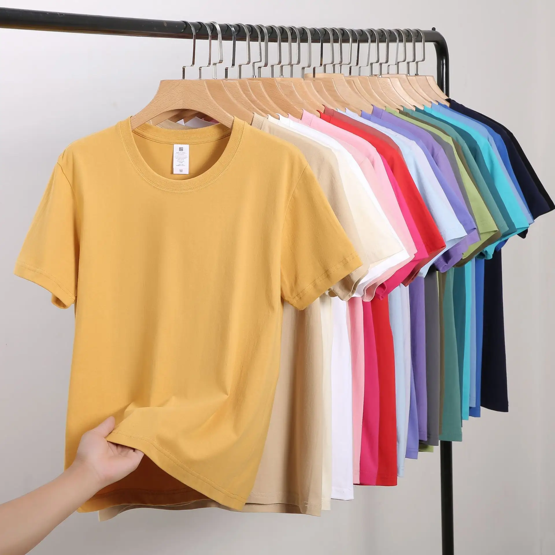 Groothandel Zware Katoenen Heren T-Shirts Multi-Kleuren Blanco Basic Over Size Custom Print T-Shirt