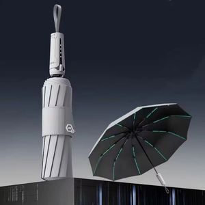 Parapluie de voyage professionnel moderne pour homme, entièrement automatique (ouverture/fermeture), double usage, avec poignée en tube de fer de 5 cm, grand modèle 105 cm, 8 baleines - Product Image 1