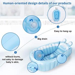 Inflatable Baby Bathtub Foldable Bear Design Infant <b>Shower</b> Tub with <b>Hook</b> for Newborn Toddler - Product Image 3