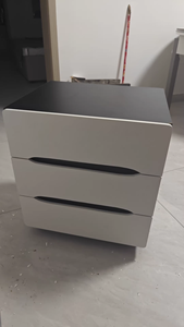 เฟอร์นิเจอร์ไม้สมัยใหม่ โต๊ะข้างเตียงสีขาวดำ ตู้ข้างเตียง - Product Image 5