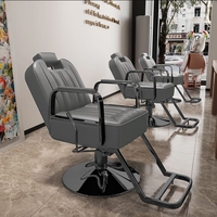 Fauteuil de Coiffure Haut de Gamme pour Salon et Barbier, Équipement de Salon de Beauté avec Rehausseur, pour Shampooing, Coupe, Permanente, Coloration et Détente