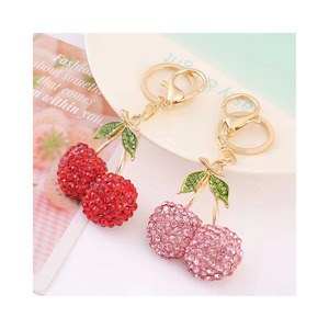 Wholesale Promotional Gifts Color-changing Cherry Creative Bag Keychain Custom Crystal Keychain For Women