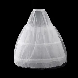 Gaun pernikahan pengantin rok dasi pinggang 3 cincin lapisan atas jala rok mengembang