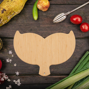 Planche à découper artisanale en bambou en forme de queue de poisson, gravure laser, manche en bois, étui en cuir, pour cuisine, boutique de cadeaux - Product Image 2