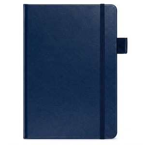 Carnet de notes A5 classique en cuir PU, couverture rigide, agenda professionnel, bleu marine, avec élastique et porte-stylo - Product Image 1