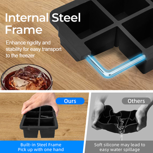 Moule à glaçons en silicone de qualité alimentaire à 8 compartiments, sans BPA, avec cadre en acier renforcé, vente en gros du fabricant - Product Image 6