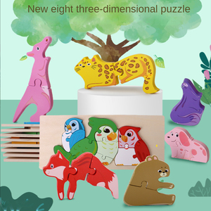 Commercio all'ingrosso <span class=keywords><strong>Montessori</strong></span> in legno cartone animato 3d Puzzle giocattoli produttore vendita diretta bambino sviluppo precoce apprendimento giocattoli educativi - Product Image 5