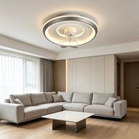 Ventilateur de plafond moderne et minimaliste pour chambre, salon, bureau à domicile, avec lampe, tête oscillante, télécommande, gradation progressive, acrylique, 3 couleurs