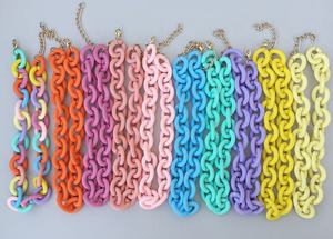 Collar grueso 2024, collar de moda Hip Hop colorido al por mayor, gargantilla de cadena acrílica grande de plástico mate de Color caramelo para mujer - Product Image 6