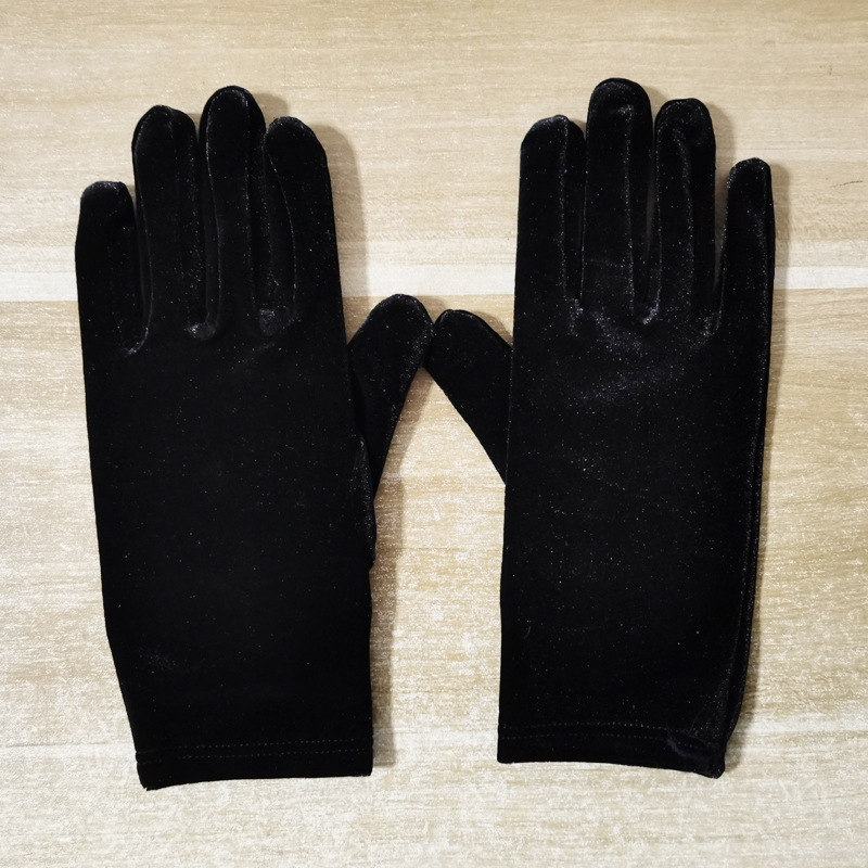 Black Satin Velvet Gloves - Elegant Evening Accessories