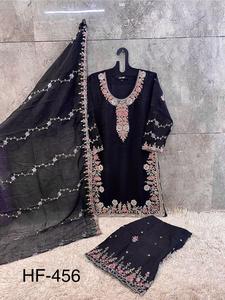 Salwar Kameez Star Chinnon pour femmes - Vêtement de fête toutes saisons, séchage rapide avec palazzo - Product Image 4