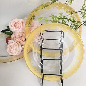 Assiettes de présentation K11 pour mariage, 13 pouces, en verre, écologiques, classiques, à bord festonné, avec effet de couleur, transparentes - Product Image 4