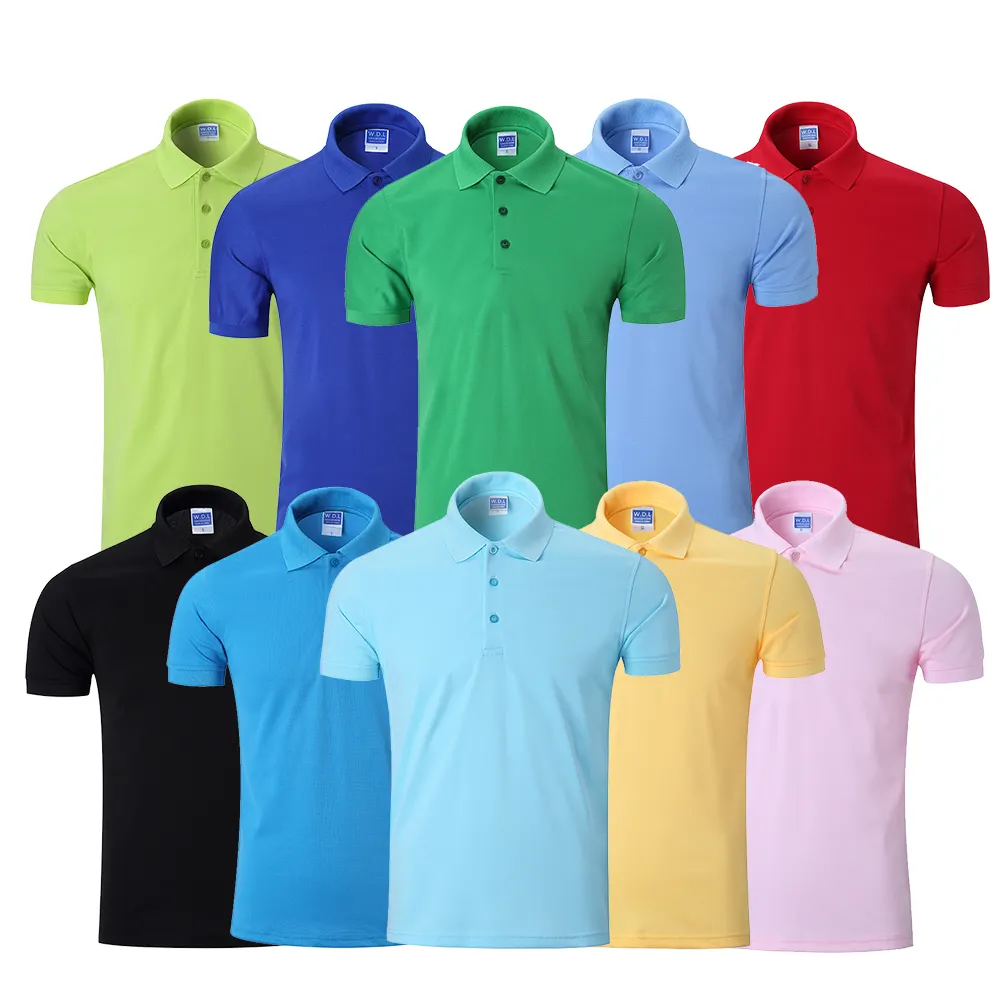 AI-MICH OEM Logo Kustom Kemeja Polo 240Gsm 100% Sutra Katun Intercolor Kerah Seragam Staf Perusahaan Pria Olahraga Golf Kemeja